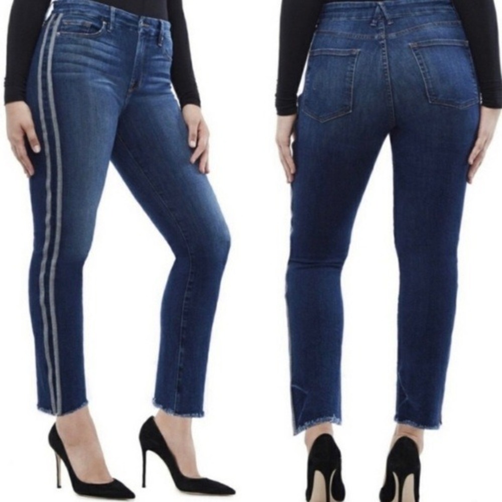 Good American Athletic Stripe Light Wash Jeans